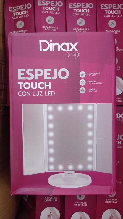 espejo rectangular con luz touch led dinax dxespluzaa