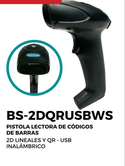 Pistola lectora de códigos de barras 2D Lineales y QR - USB - Global BS-2DQRUSB