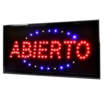 cartel led "abierto" 48x25cm